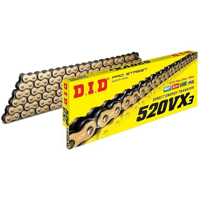 Motorfiets rolketting D.I.D 520Vx3(G&B) X 112 Mail. Zj