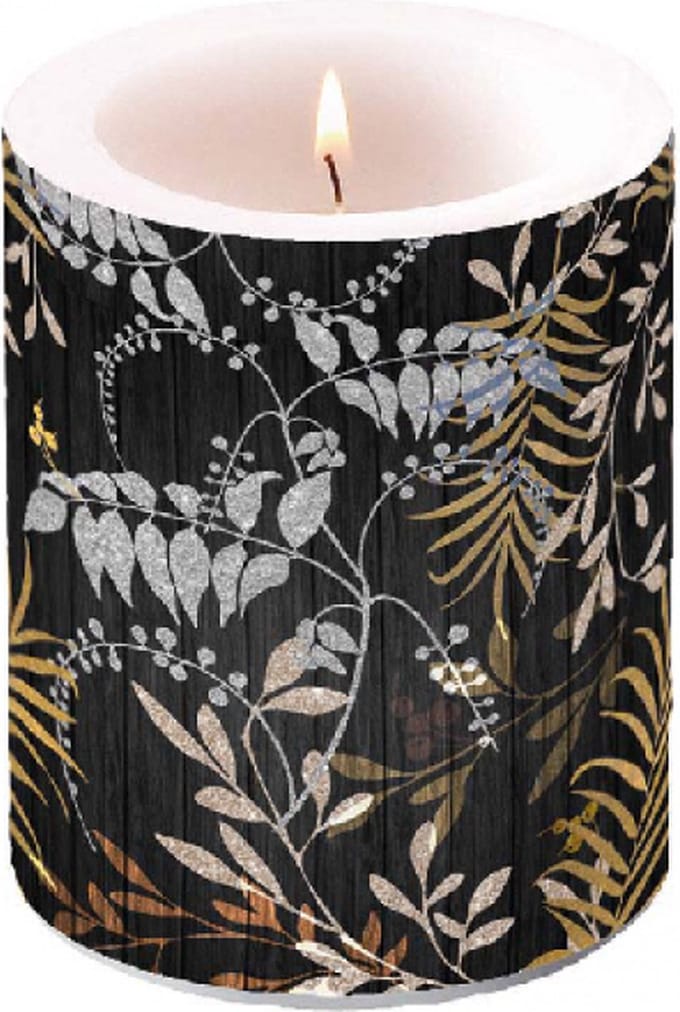 Ambiente - kaars - 75 branduren - Luxery Leaves Black-