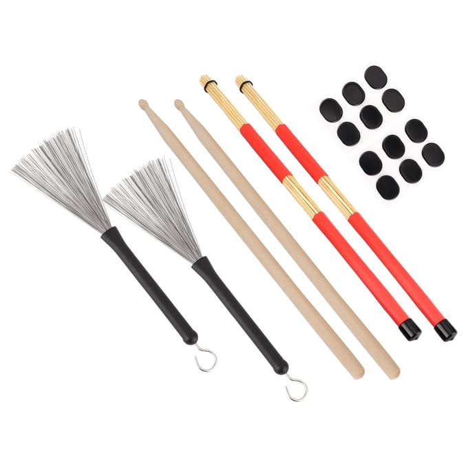 Drumstick Kit Rute Borstel Demper Drumstel Muziekinstrument Speelaccessoires met TasM02763 black
