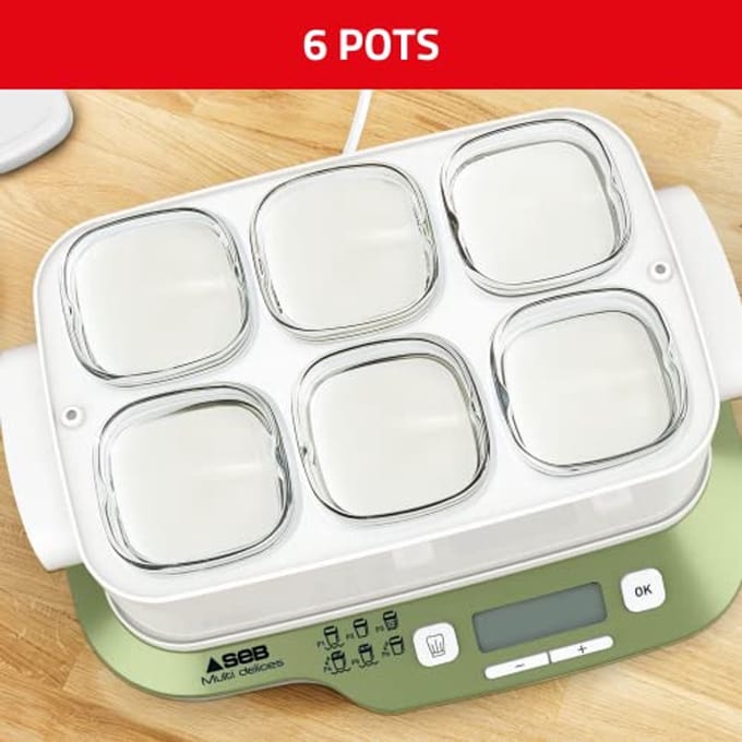 Plantaardige Yoghurtmaker met 6 Potten en 6 Programma's