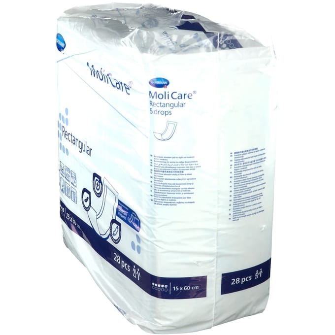 Hartmann Molicare Rectangular 15 x 60 cm - rechte luiers - 1 pak van 28 stuks