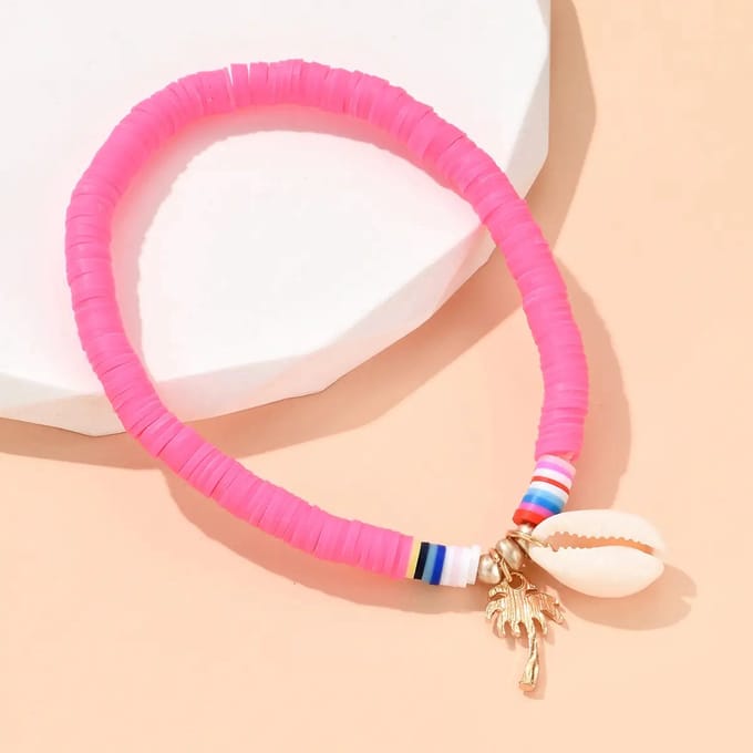 keramische schelp kokosnoot hanger enkelband