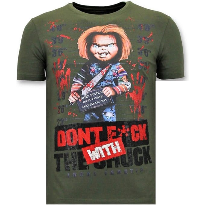 Stoere T-shirt Mannen - Bloody Chucky Angry Print - Groen