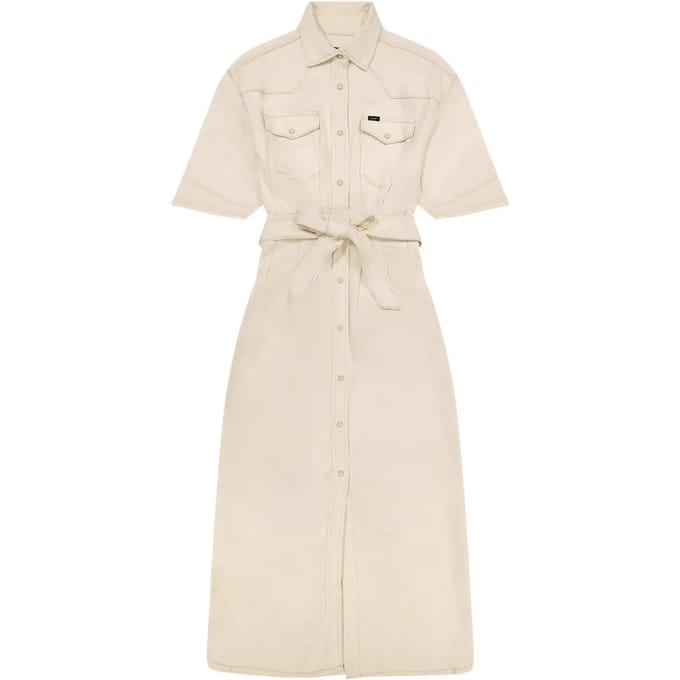 Lee Western Jurk Met Korte Mouwen Beige XS Vrouw
