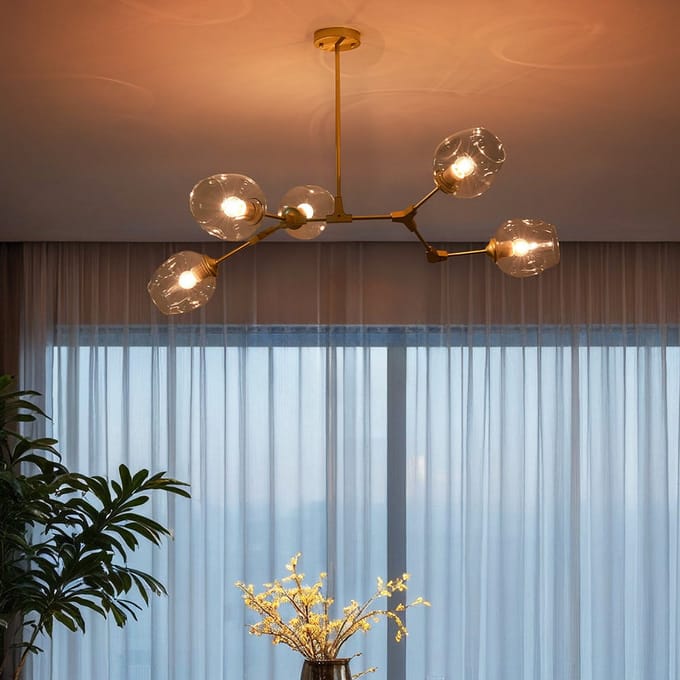 LumenXL - 5-lichts goud met transparant glas - Selini - E27