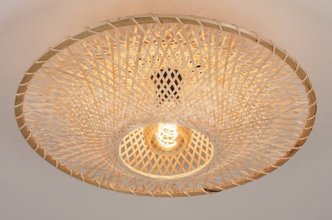Lumidora Plafondlamp 74328 - Plafonniere - JOAH - E27 - Beige - Naturel - Riet - ⌀ 50 cm