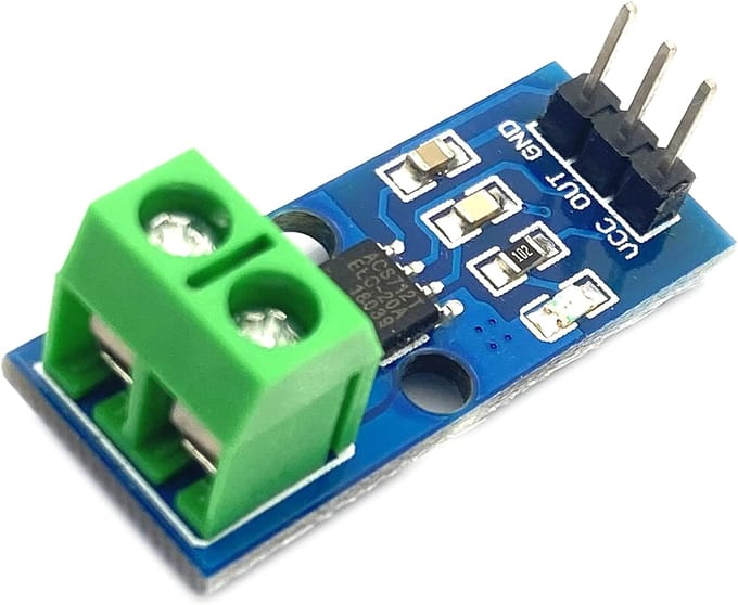ACS712ELC 20A Stroomsensor Module | Hoge Gevoeligheid tot 20A | Eenvoudige Integratie | Robuust Ontwerp, Groen, 27,4 mm x 11,8 mm groen