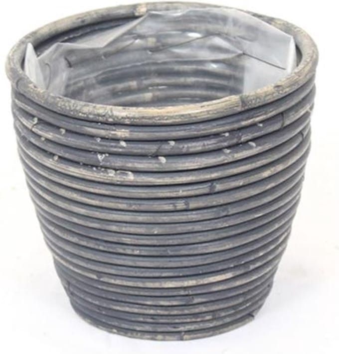 Van der leeden - Pot Rond Ballon Streep Blauw - 13x11 cm