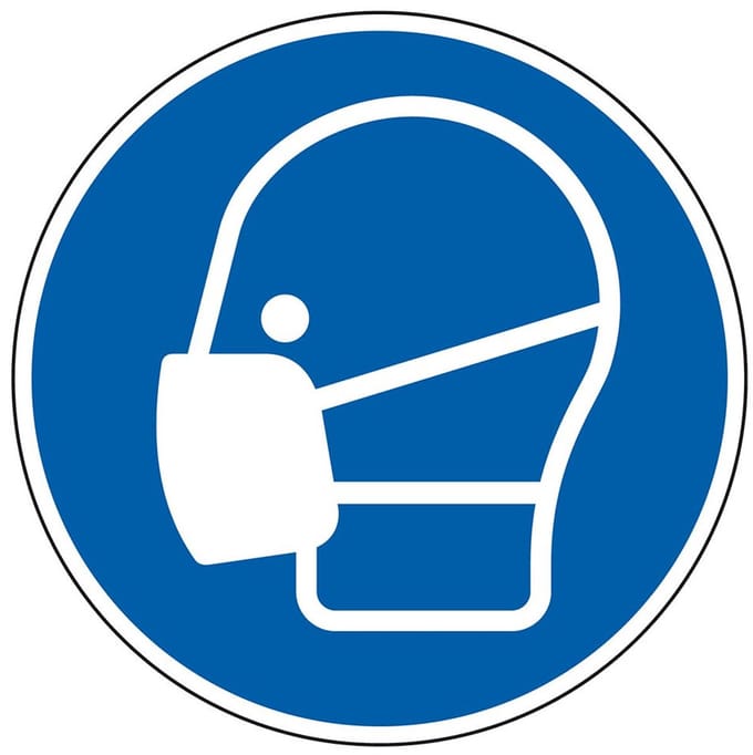Sticker mondkapje verplicht - ISO 7010 - M016 200 mm