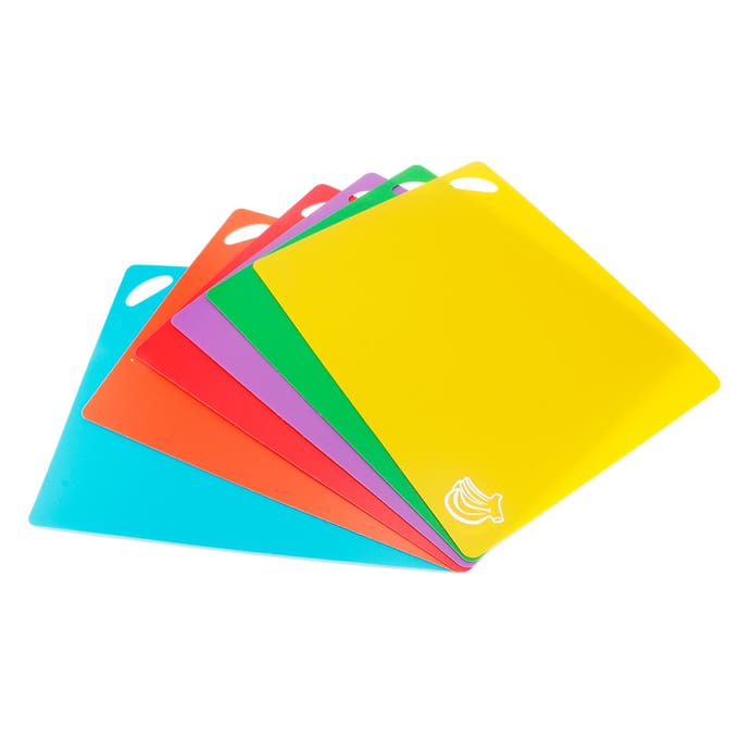 6-delige set Snijplank Hakplanken Flexibel Antislip Groente Vlees Gereedschap Matten Keukengadgets red