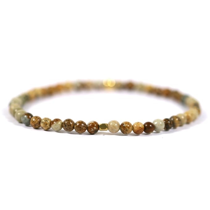 Heren armband goud edelsteen jaspis 4mm - Ibizamen 20cm