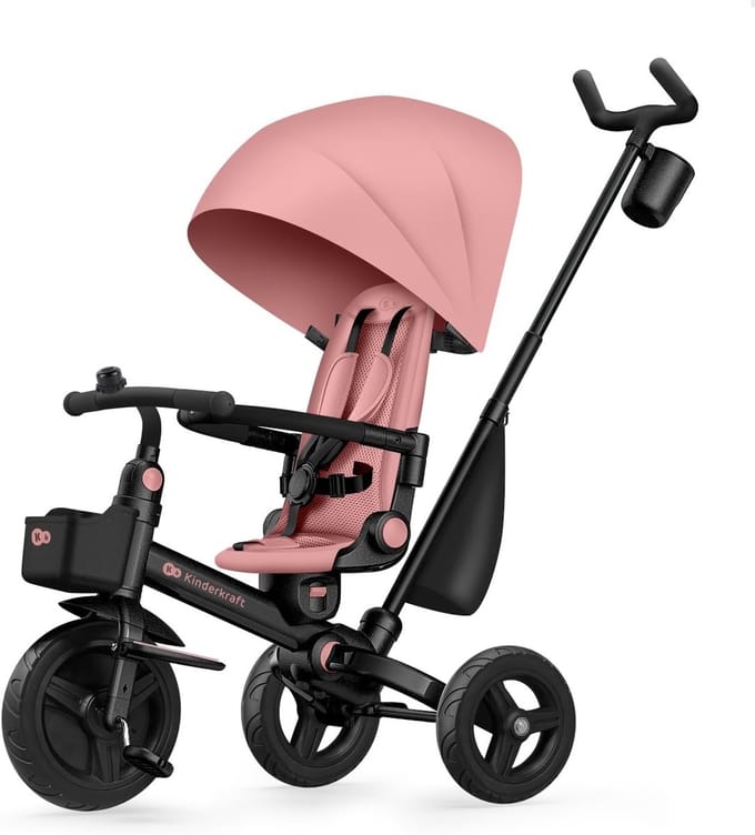 Kinderdriewieler - Loopfiets - Buiten spelen - Groeit mee - 38.6 inch - Roze