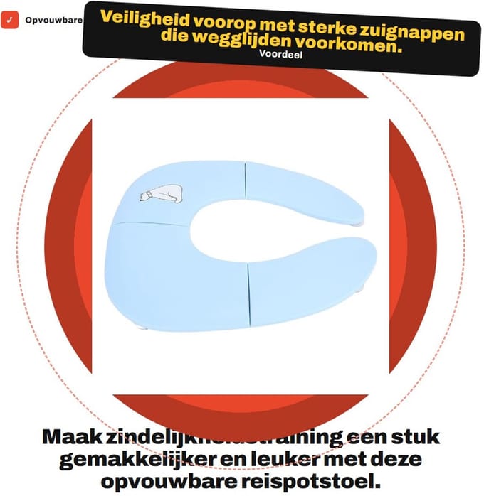 Dailygoods- Reispotstoel Antislip - Opvouwbaar - Zuignap - Draagbaar - Toilettraining - Lichtgewicht Ontwerp - Potstoel