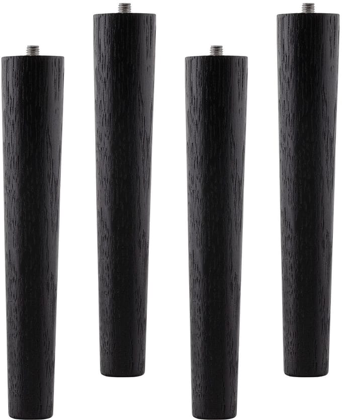 Set van 4 meubelpoten eiken zwart H 200 mm / conisch Ø 35/25 mm met stelschroef M8 van Sotech