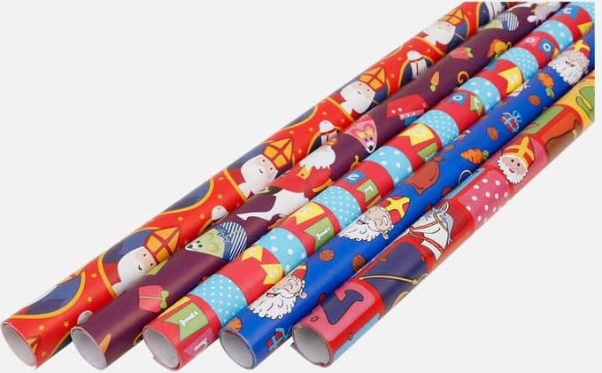 2 stuks grote rollen cadeaupapier - inpakpapier sinterklaar 300x70 cm
