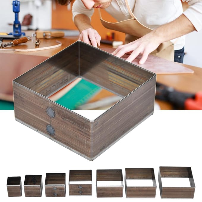 7 stuks 20-50mm Vierkant Leer Ambacht DIY Leer Snijmal Stans Leer Gereedschap gray