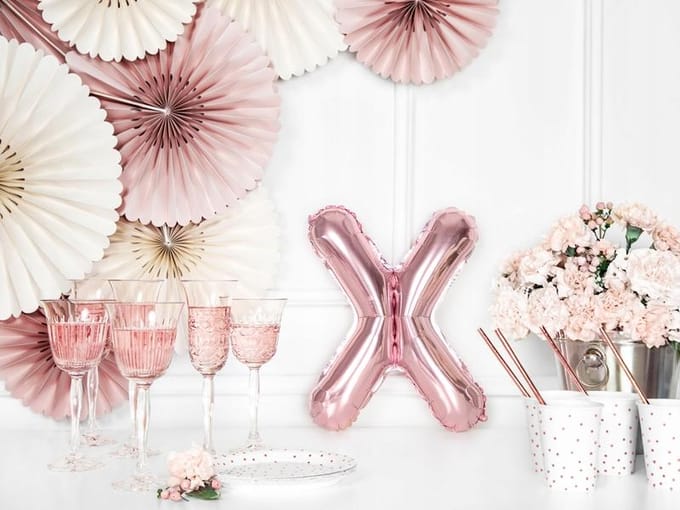 Partydeco - Folieballon Rose Gold Letter X (35 cm)