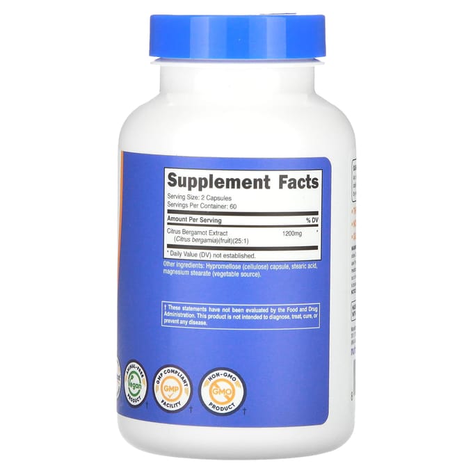 Citrus Bergamot, 120 capsules (600 mg per capsule)