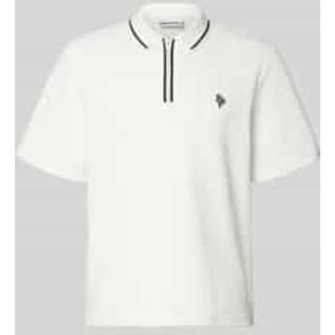 regular fit poloshirt met ritssluiting en labelstitching