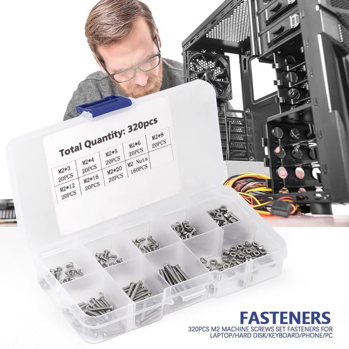 Ensemble de 320 vis machine M2 Fixations pour Ordinateur PortableDisque DurClavierTéléphonePC