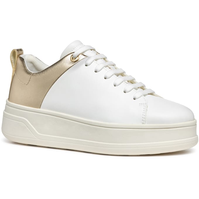 Geox D SPHERICA ECUB-2 Dames Wit/Lichtgouden Sneakers