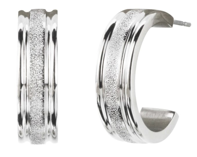 Traveller Oorringen - Dames - Zilverkleurig - Edelstaal - Glitter effect - Ringen 20 mm - 181137