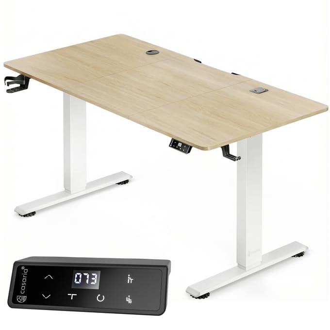 Casaria Zit sta bureau - Elektrisch Verstelbaar USB 140x60cm – Beige