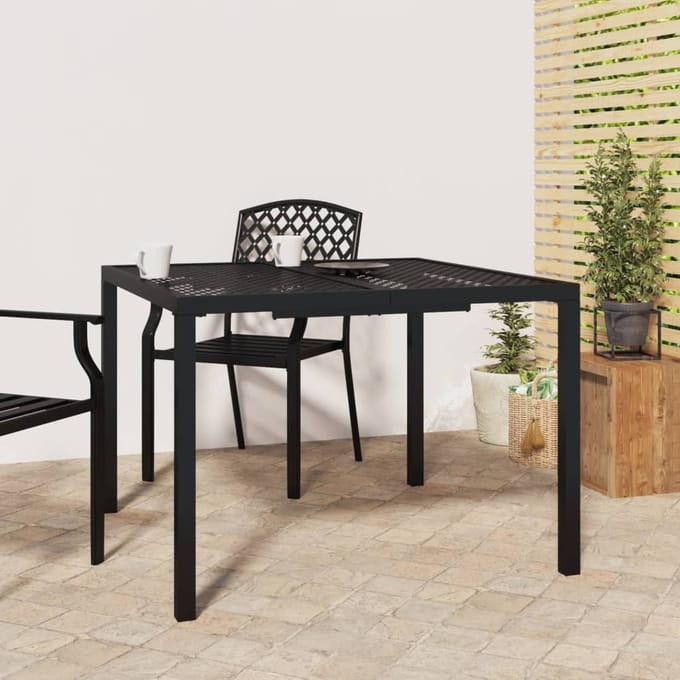 vidaXL - Tuintafel - 100x100x72 - cm - staal - antracietkleurig
