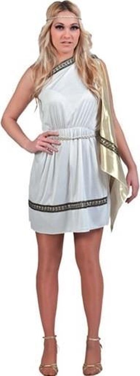 Witbaard Verkleedjurk Romeinse Dame Wit 4-delig Maat M/l