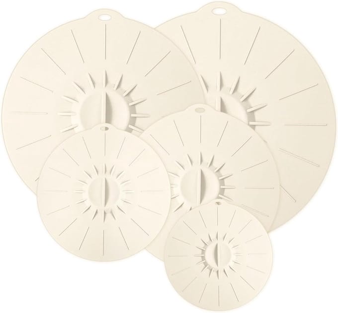 Allecto Plus - Herbruikbare siliconen deksels set van 5 stuks in beige - stofdicht en duurzaam