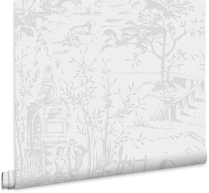 Laura Ashley Toile de Jouy Behang - Dieren - 10mx52cm - Grijs