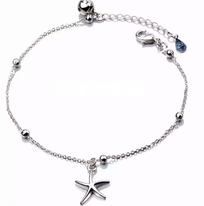 Zilveren -Armband- Zeester- 16 cm-Belletje - Charme Bijoux
