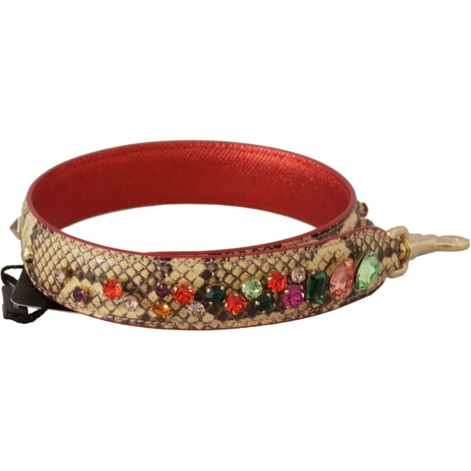 Dolce & Gabbana Beige Exotisch Leren Kristallen Schouderband