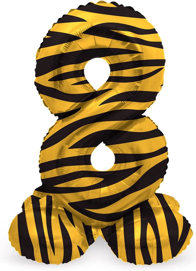 Staande Folieballon Cijfer 8 Tiger Chic - 41 cm