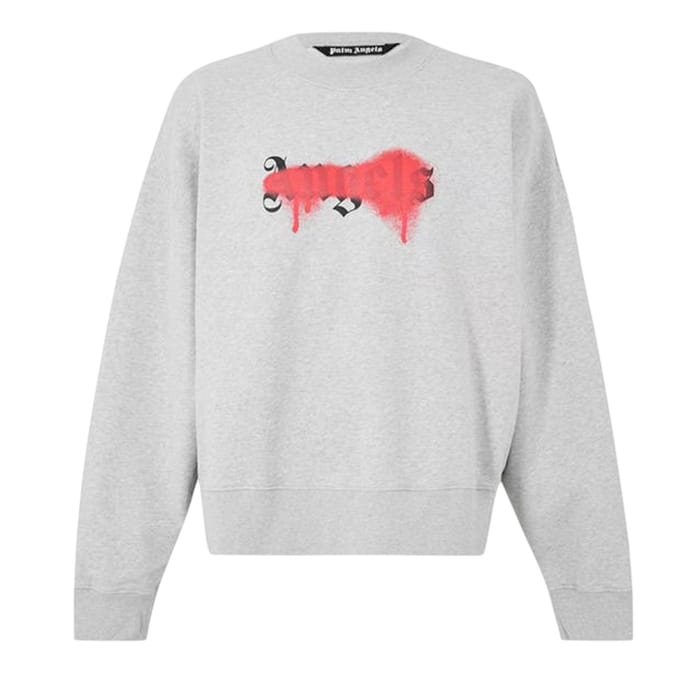 Palm Angels Heren Regular Sweatshirt (Grijs/Rood)