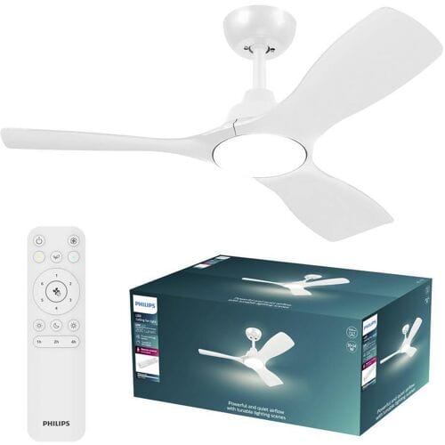 Philips Olas Ventilator met LED lamp - Diameter: 106cm - Instelbaar wit licht van 3000K tot 6500K - Dimbaar tot 5% - Inclusief afstandsbediening - 2650 Lumen - Wit