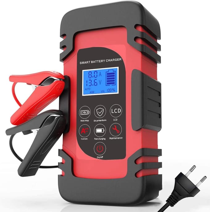 Strex Acculader 12/24V – 4/6/8A, Druppellader & Reparatiemodus – Voor Auto, Motor, Scooter, Boot & Camper