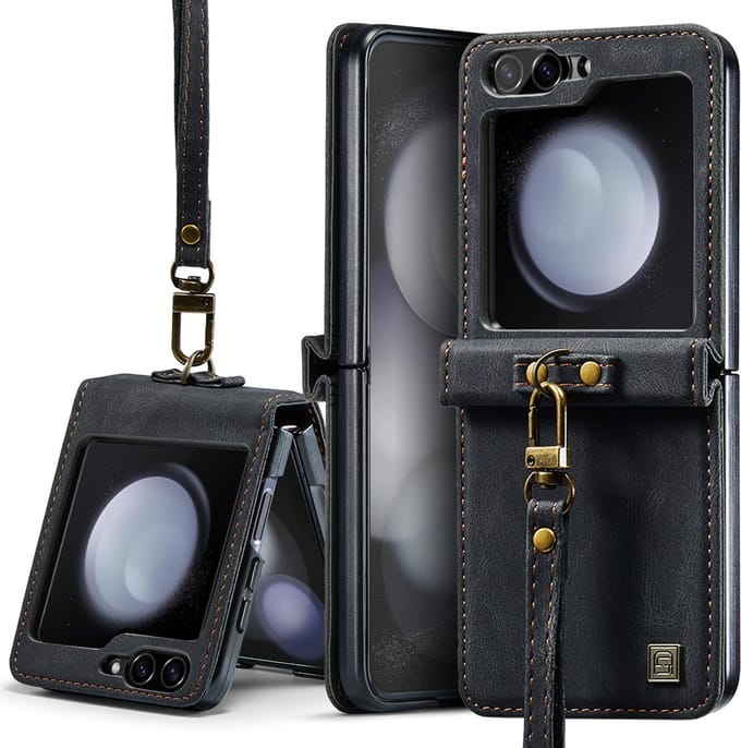 Luxe Flip Case met Polskoord voor Samsung Galaxy Z Flip 5 _ Zwart