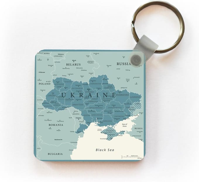 Sleutelhanger - Uitdeelcadeautjes - Illustratie van Oekraïne met een kader - Plastic