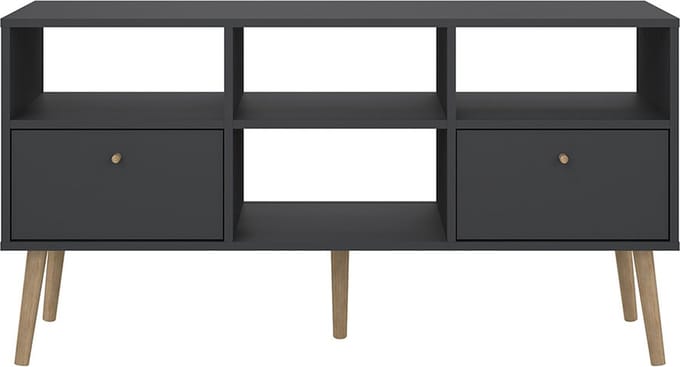 Bodo TV-meubel 2 lades, 4 planken matgrijs.