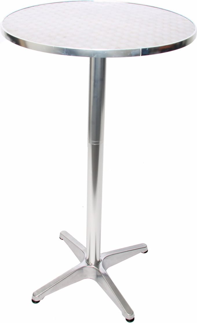 Aluminium bartafel + bistrotafel, in hoogte verstelbaar 70/110cm, Ø=60cm ~ inklapbaar