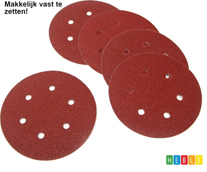 20x 180mm K80 Schuurschijf met Klittenband & Gaten -van Heble®
