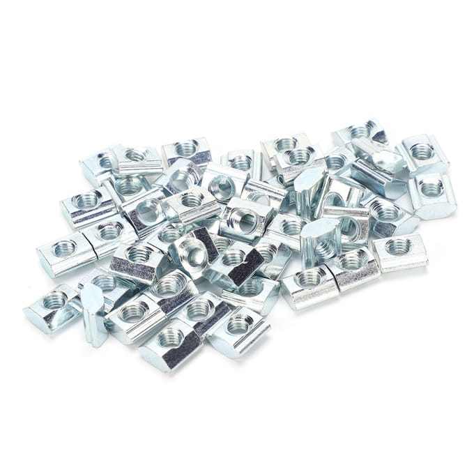 50 stuks schuifmoer standaard 20# M5 T-type koolstofstaal 3D-printer accessoires bevestigingsmiddel