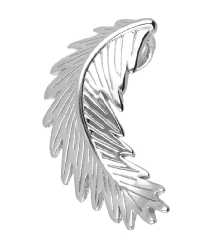 Zilveren Veer eend dons gebogen ketting hanger