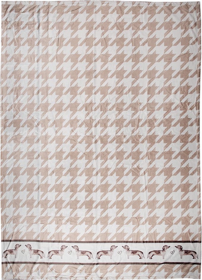 Clayre & Eef Plaid 130x170 cm Bruin Wit Polyester Teckels