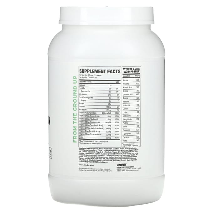 Raw Nutrition, Protéine Végane, Cookies & Crème, 1,7 lb (775 g)
