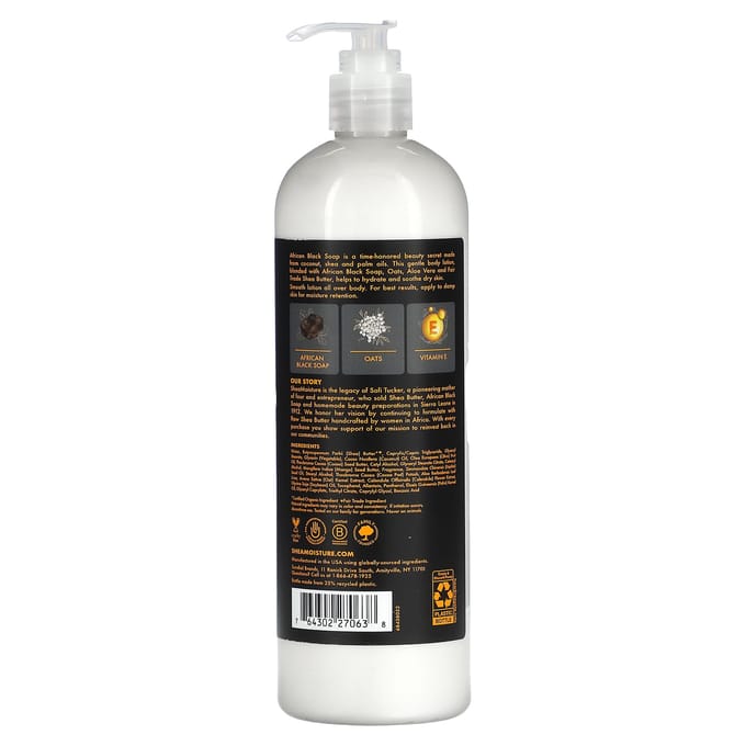SheaMoisture, African Black Soap, Soothing Body Lotion, 16 fl oz (473 ml) white