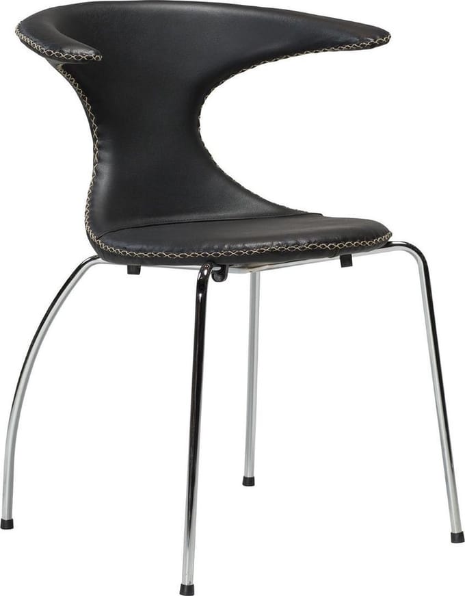 Dan-Form eetkamerstoel flair zwart leder chroom 81 x 64 x 57 (4 stuks)