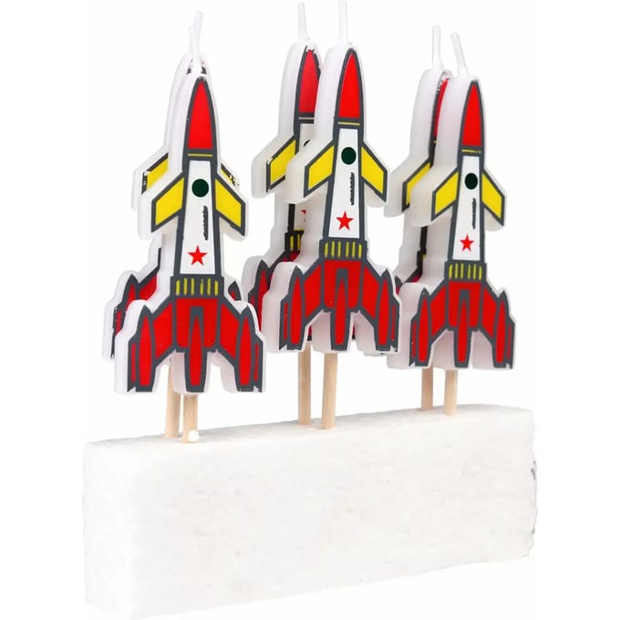 kaarsjes Ruimtevaart Raket kaars cupcake gebak 6 stuks