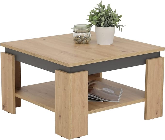 Vierkante Salontafel Hout Melamine Antraciet 68x68x41 cm